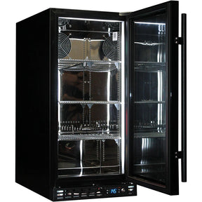 Schmick Black Quiet Running Front Venting Under Bench Heated Glass Door Bar Fridge Model SK92R-B-HD