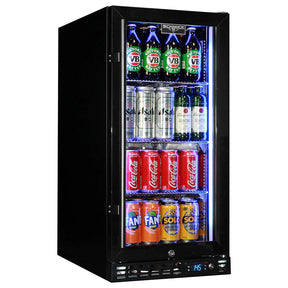 Schmick Black Quiet Running Front Venting Under Bench Heated Glass Door Bar Fridge Model SK92R-B-HD