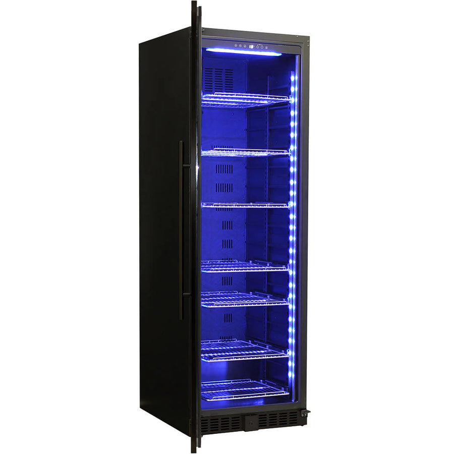 Schmick Black Upright Glass Door Drinks Refrigerator Model BD425B-B Left Hinged