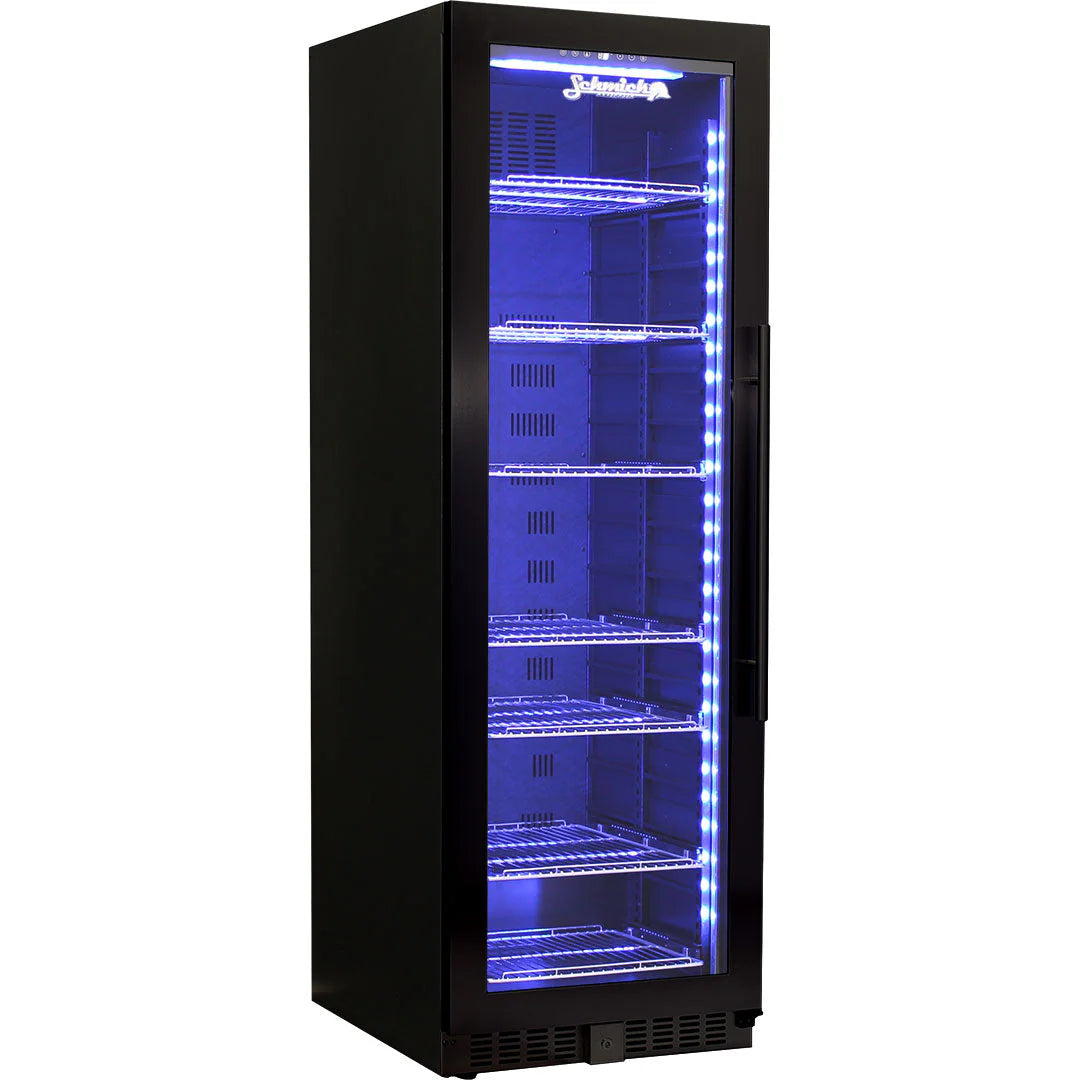 Schmick Black Upright Glass Door Drinks Refrigerator Model BD425B-B Left Hinged