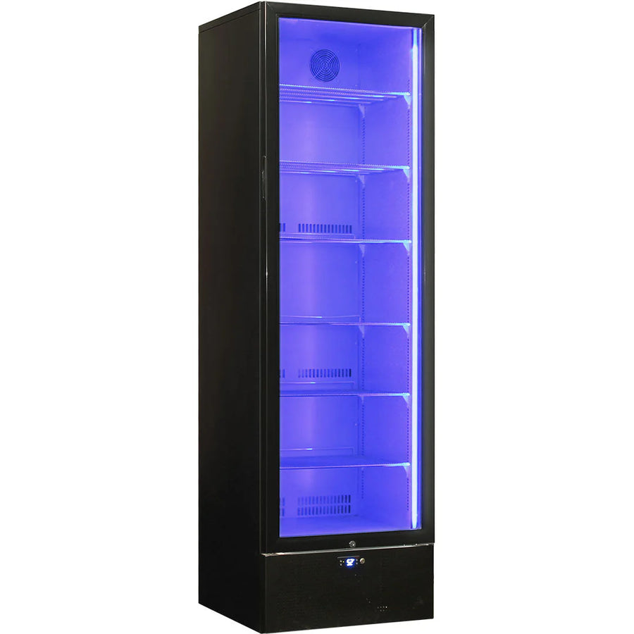 Schmick Classy Upright Heated Glass 1 Door Bar Fridge - Model SK422L-B-HD (ON BACK ORDER END AUG 2024)