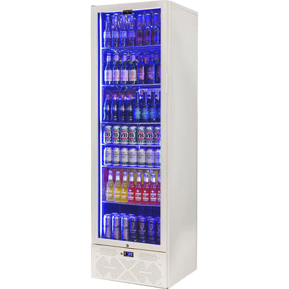 Schmick Classy White Upright Heated Glass 1 Door Bar Fridge - Model SK422L-W-HD (ON BACK ORDER FOR LATE AUGUST 2024)