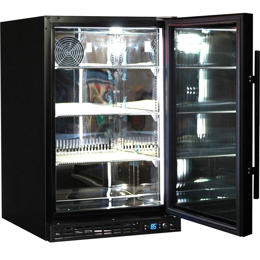 Schmick Quiet Running Front Venting Under Bench Glass Door Bar Fridge - Model SK116L-B