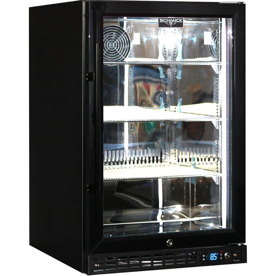 Schmick Quiet Running Front Venting Under Bench Glass Door Bar Fridge - Model SK116L-B