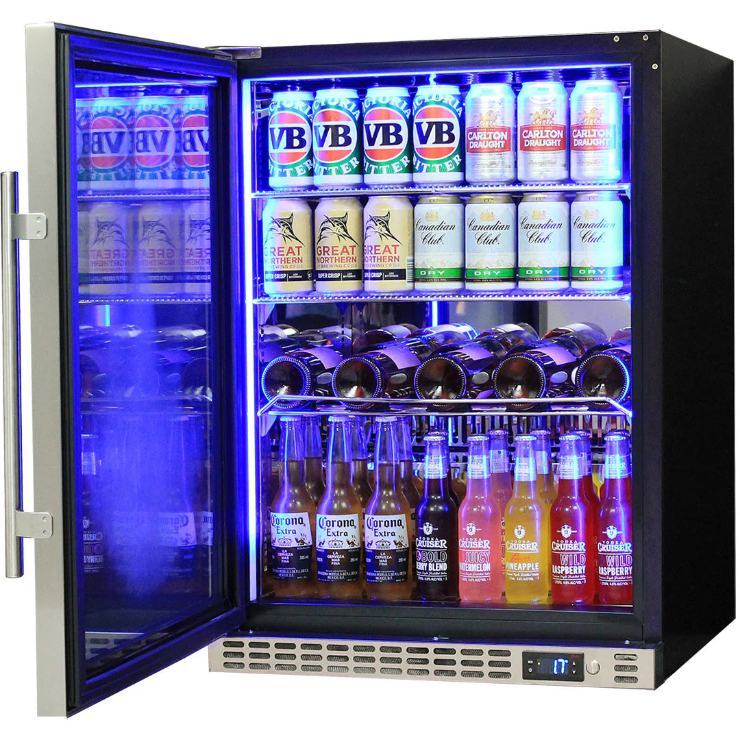 Schmick Quiet Running Front Venting Under Bench Glass Door Bar Fridge Heated Glass Model SK156L-HD