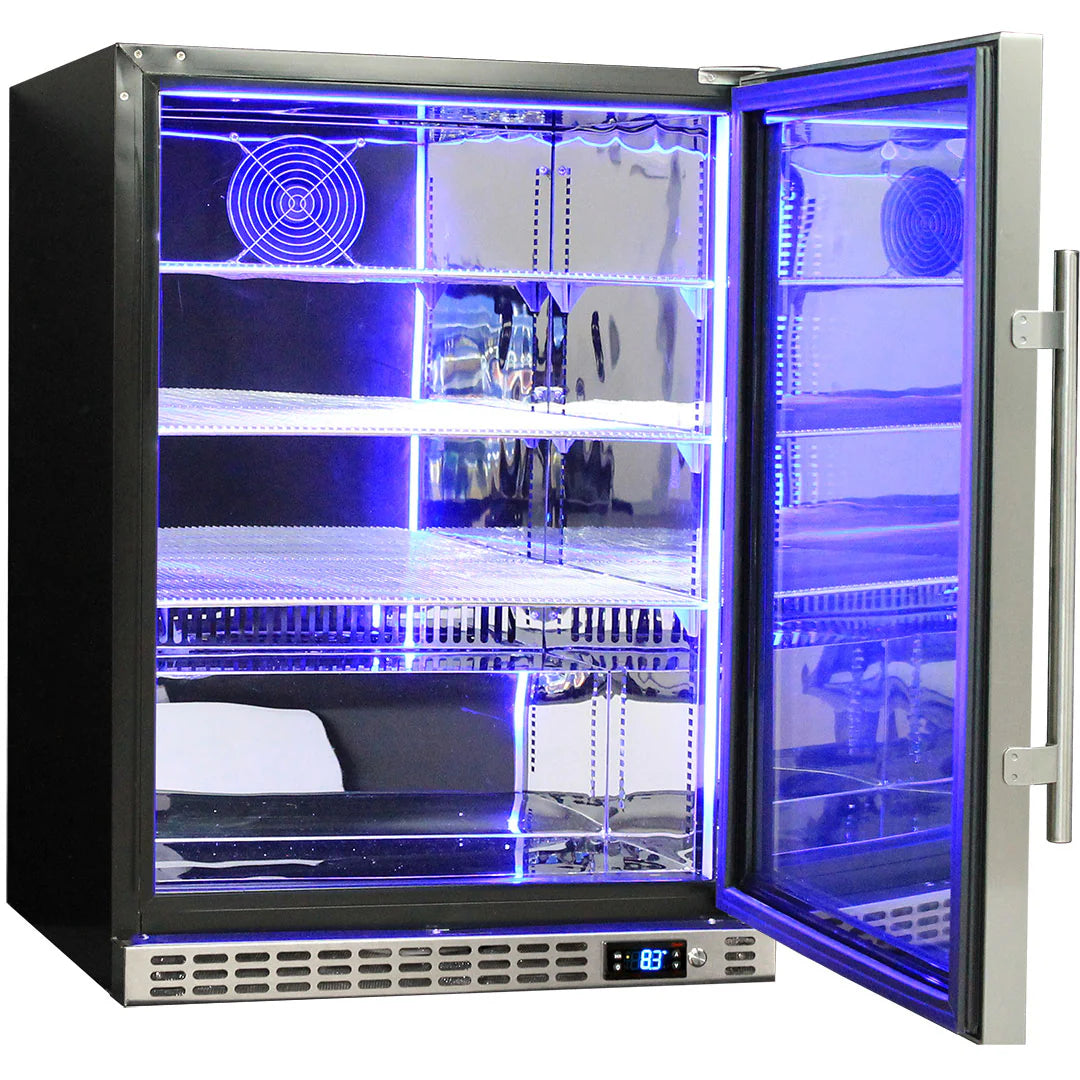Schmick Quiet Running Front Venting Under Bench Glass Door Bar Fridge Heated Glass Model SK156R-HD