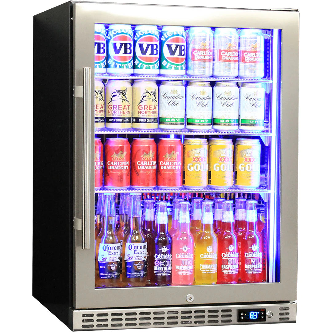Schmick Quiet Running Front Venting Under Bench Glass Door Bar Fridge Heated Glass Model SK156R-HD