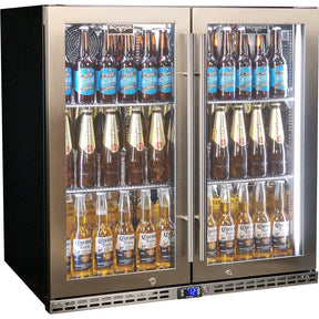 Schmick Quiet Running Front Venting Under Bench Heated Glass 2 Door Bar Fridge Model SK245-HD