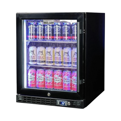 Schmick Quiet Running Front Venting Under Bench Heated Glass Door Bar Fridge - Model SK86L-B-HD