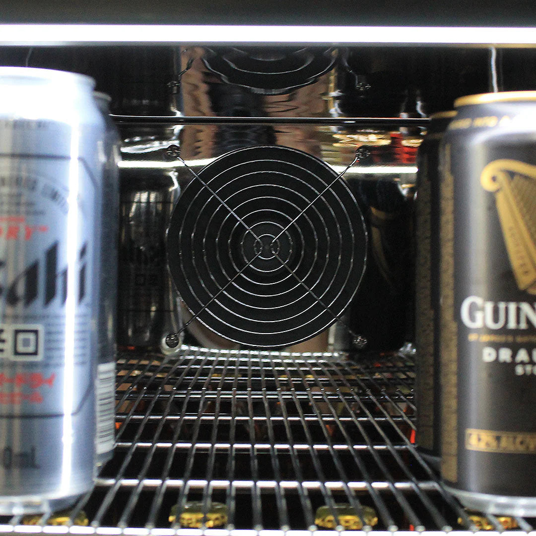 Schmick Quiet Running Front Venting Under Bench Heated Glass Door Bar Fridge Model SK86R-HD