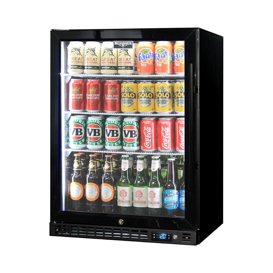 Schmick Quiet Running Front Venting Under Bench Triple Glazed Glass Door Bar Fridge - Model SK156L-B