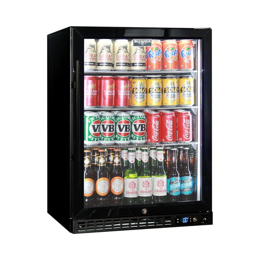 Schmick Quiet Running Front Venting Under Bench Triple Glazed Glass Door Bar Fridge - Model SK156R-B