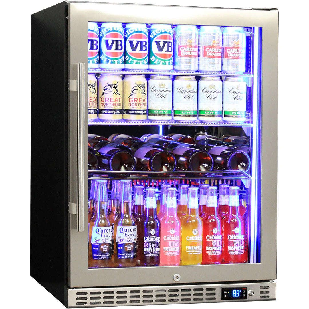Schmick Quiet Running Front Venting Under Bench Triple Glazed Glass Door Bar Fridge - Model SK156R-SS