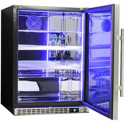 Schmick Quiet Running Front Venting Under Bench Triple Glazed Glass Door Bar Fridge - Model SK156R-SS