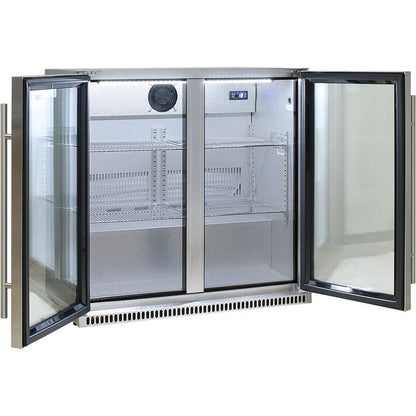Schmick Stainless Bar Fridge 2 Door With Heated Glass and Triple Glazing Model SK190-SS