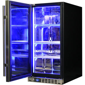 Schmick Stainless Quiet Running Front Venting Under Bench Heated Glass Door Bar Fridge Model SK92L-HD