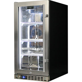 Schmick Stainless Quiet Running Front Venting Under Bench Heated Glass Door Bar Fridge Model SK92L-HD