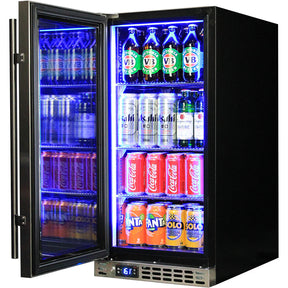 Schmick Stainless Quiet Running Front Venting Under Bench Heated Glass Door Bar Fridge Model SK92L-HD