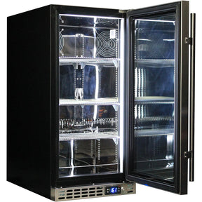 Schmick Stainless Quiet Running Front Venting Under Bench Heated Glass Door Bar Fridge Model SK92R-HD
