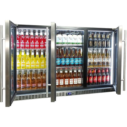 Schmick Stainless Steel 3 Door Quiet Running Heated Glass Door Bar Fridge Model SK386-HD