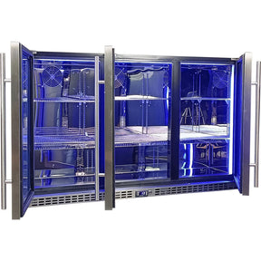 Schmick Stainless Steel 3 Door Quiet Running Heated Glass Door Bar Fridge Model SK386-HD