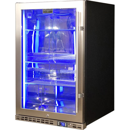 Schmick Stainless Steel Quiet Front Venting Under Bench Heated Glass Door Bar Fridge Model SK146L-HD 2Yrs Parts/Labour / Add 2 x Wine Shelves (+$45.00)