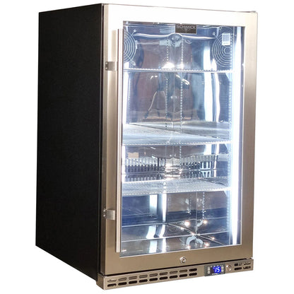 Schmick Stainless Steel Quiet Front Venting Under Bench Heated Glass Door Bar Fridge Model SK146R-HD