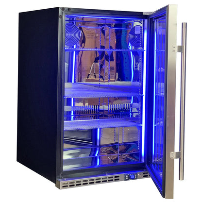 Schmick Stainless Steel Quiet Front Venting Under Bench Heated Glass Door Bar Fridge Model SK146R-HD