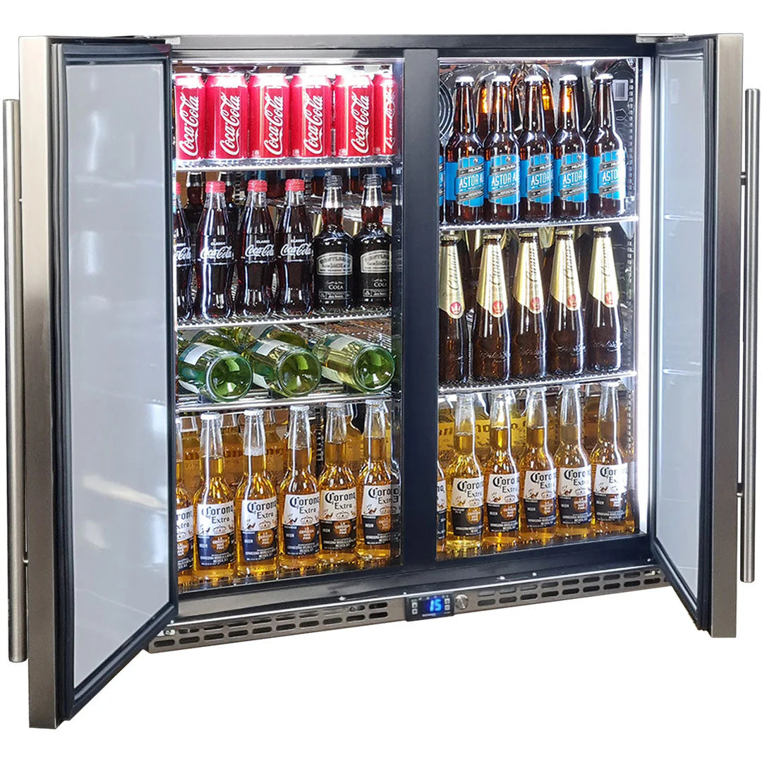 Schmick Stainless Steel Quiet Running 2 Door Bar Fridge With Quality Parts And Quiet Operation - Model SK245-SD