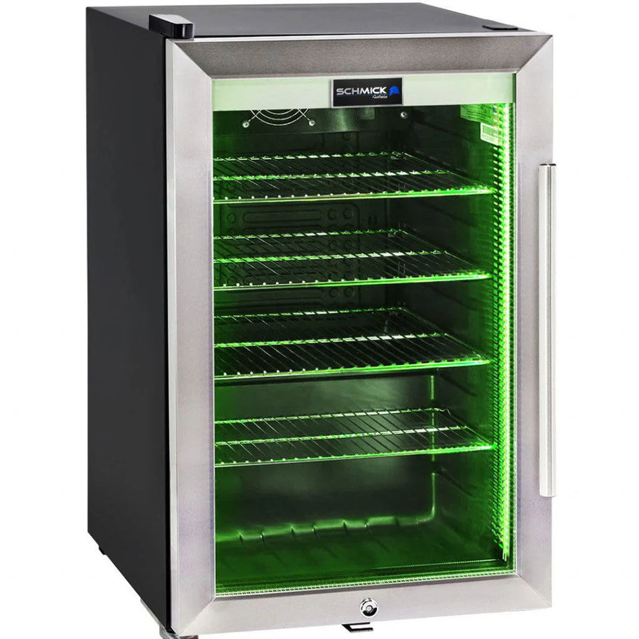 Schmick - Tropical Triple Glazed Outdoor Glass Bar Fridge 70 Litre Model HUS-SC70L-SS. White