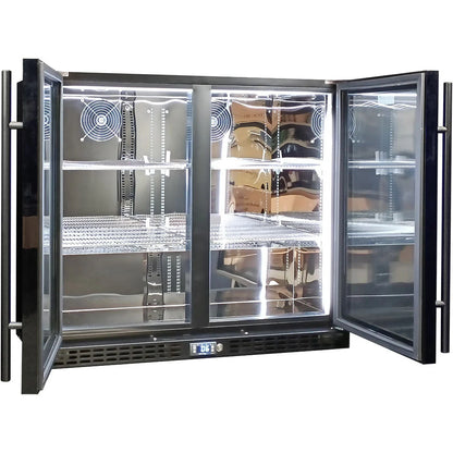 Schmick Twin Door Quiet Running Black Heated Glass Door Bar Fridge Model SK206-B-HD - Low Height