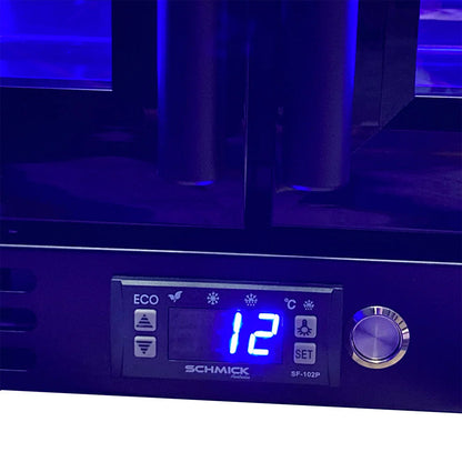 Schmick Twin Door Quiet Running Black Heated Glass Door Bar Fridge Model SK206-B-HD - Low Height