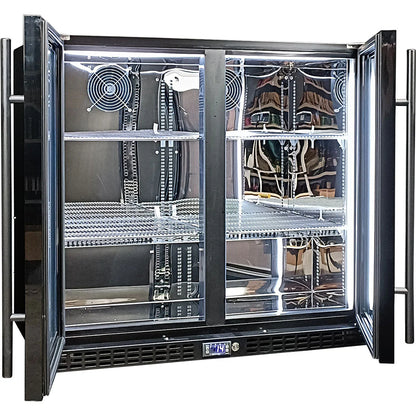 Schmick Twin Door Quiet Running Black Heated Glass Door Bar Fridge Model SK246-B-HD (ON BACKORDER FOR LATE JUNE)