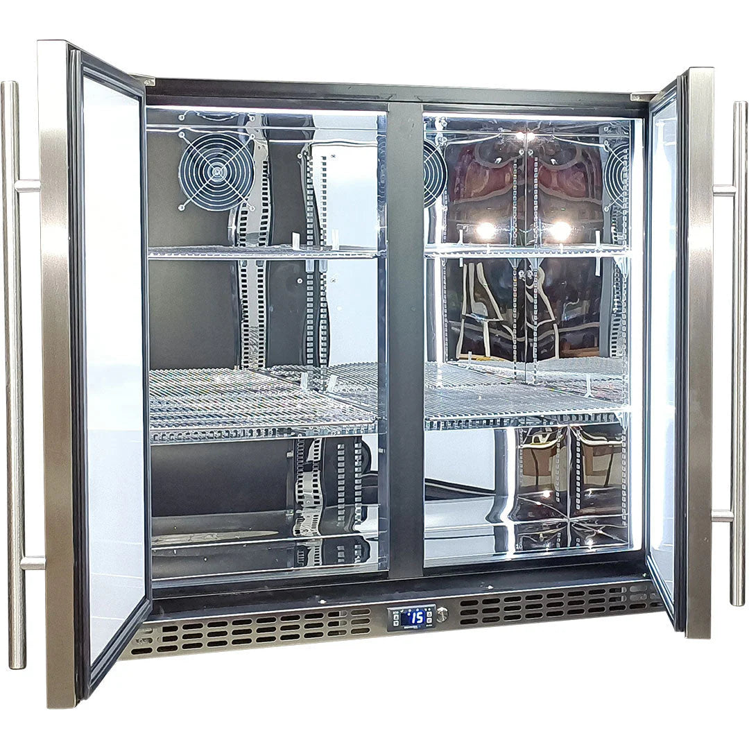 Schmick Twin Door Quiet Running Solid Stainless Door Energy Efficient Bar Fridge Model SK246-SD