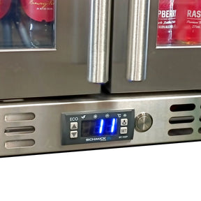 Schmick Twin Door Quiet Running Stainless Steel Heated Glass Door Bar Fridge Model SK206-HD - Low Height