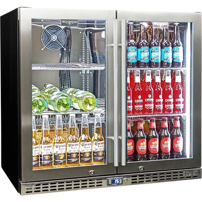 Schmick Twin Door Quiet Running Stainless Steel Heated Glass Door Bar Fridge Model SK246-HD (ON BACKORDER FOR LATE JUNE)