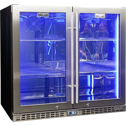 Schmick Twin Door Quiet Running Stainless Steel Heated Glass Door Bar Fridge Model SK246-HD (ON BACKORDER FOR LATE JUNE)