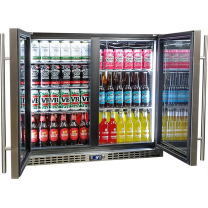 Schmick Twin Door Quiet Running Stainless Steel Solid Door Bar Fridge Model SK206-SD - Low Height