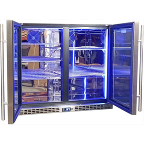 Schmick Twin Door Quiet Running Stainless Steel Triple Glazed Glass Door Bar Fridge Model SK206-SS - Low Height