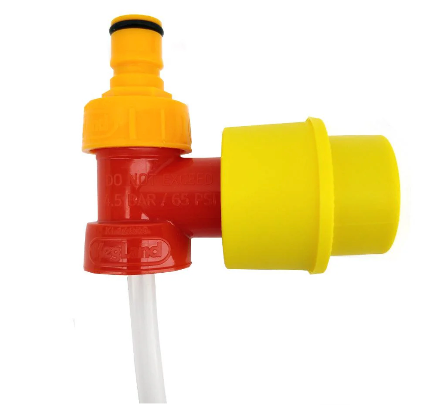 Gas Free Ball Lock Line Cleaning Kit  (Yellow Hand Pump, PCO Tee (fxmxm), Carbonation cap Yellow, 30cm EVABarrier 5mm x 8mm)