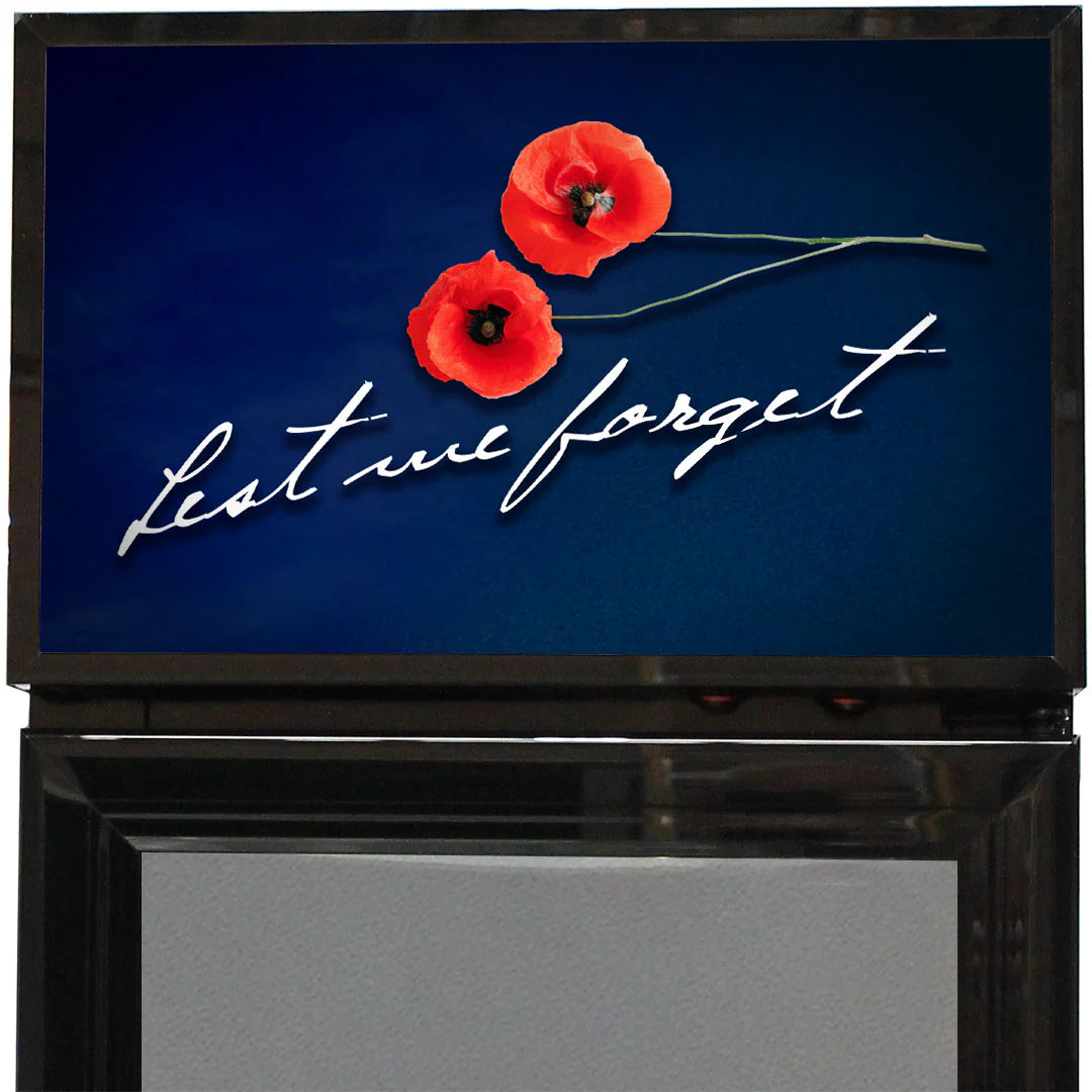 Skinny Upright Bar Fridge With Lest We Forget Design