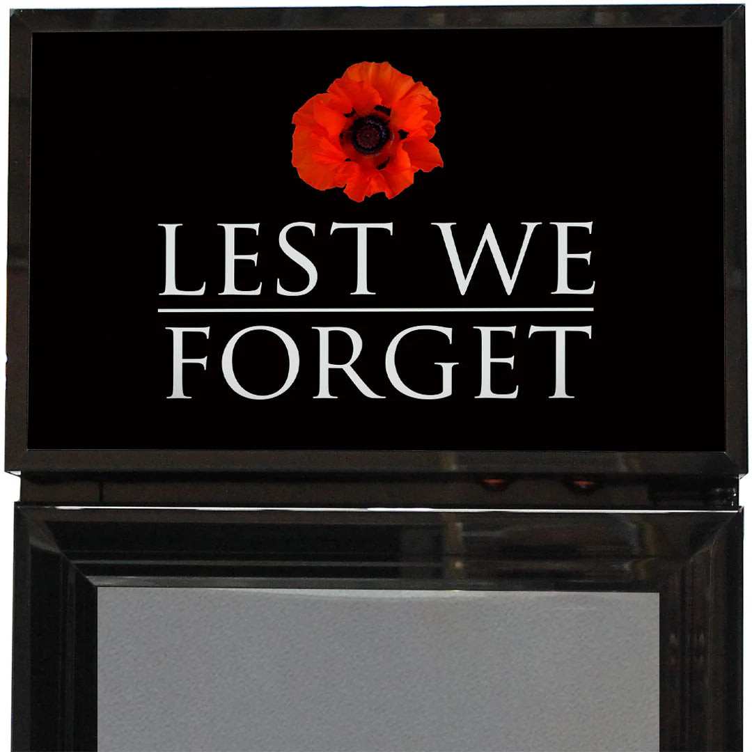 Skinny Upright Bar Fridge With Lest We Forget Design