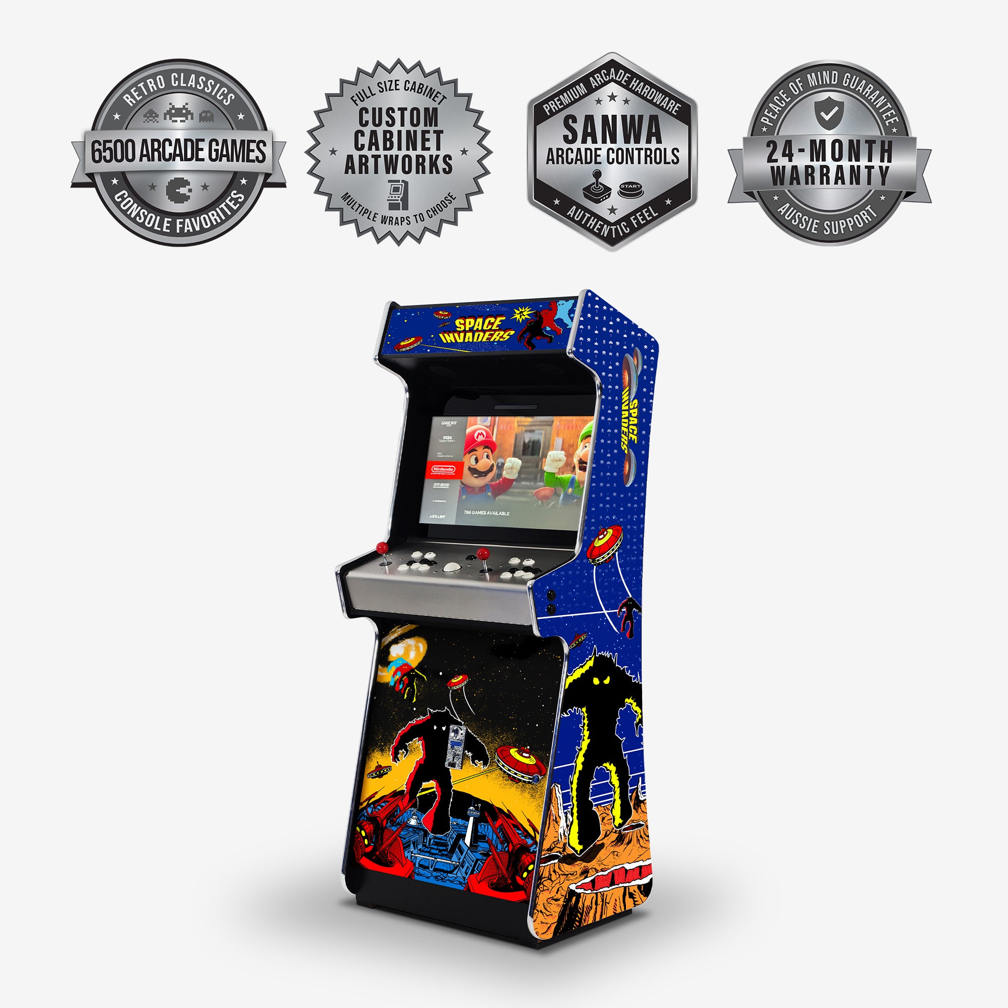 Retro Invaders Arcade Machine - Platinum [ON BACKORDER LATE APR]