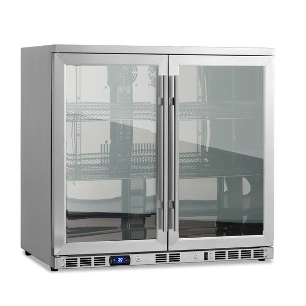 Heating Glass 2-Door Full Stainless Under Bench Beverage Fridge 5-Year Warranty (+$299)