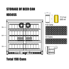 Heating Glass 2-Door Full Stainless Under Bench Beverage Fridge 5-Year Warranty (+$299)