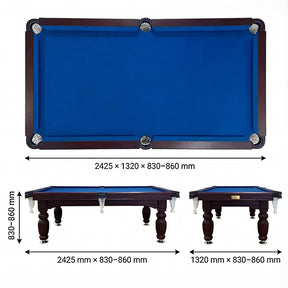 Solid Oak 8ft Slate Pool Table - Walnut Frame/Blue Felt [SHIPS IN 1 WEEK]