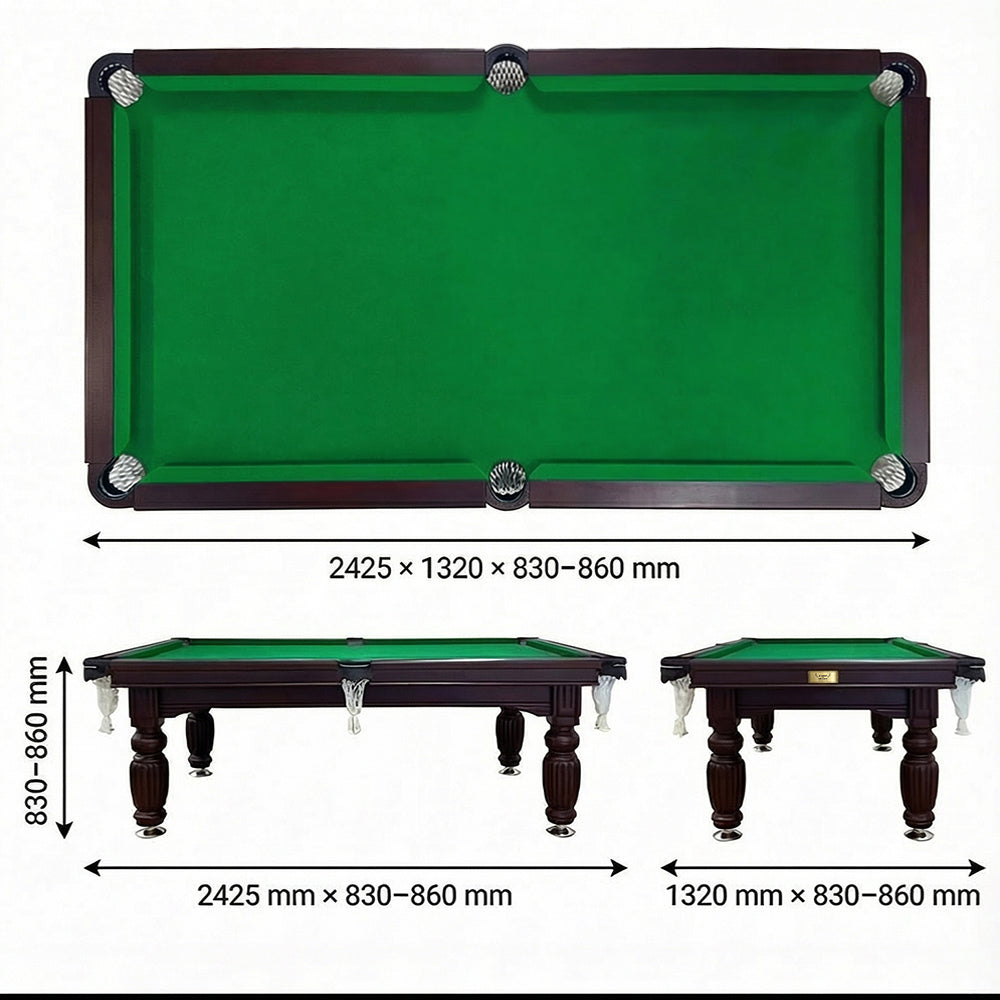 Solid Oak 7ft Slate Pool Table - Walnut Frame/Green Felt