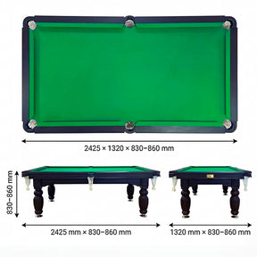 Solid Oak 8ft Slate Pool Table - Black Frame/Green Felt