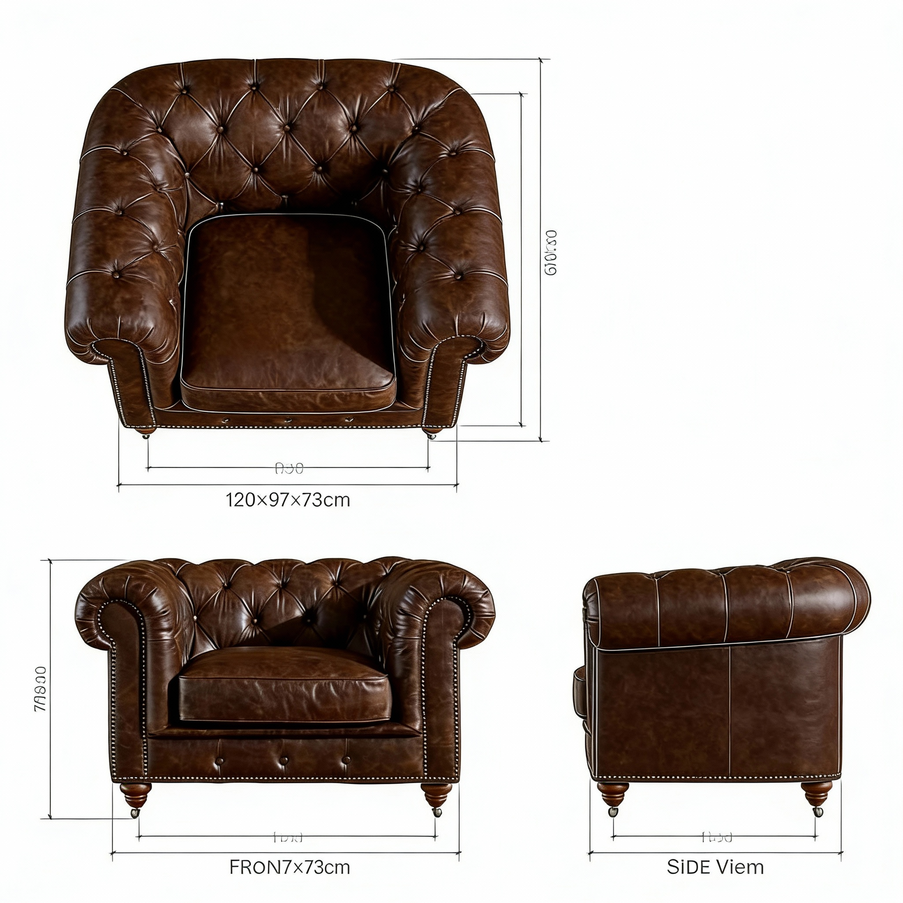 Winston Classic Vintage Leather Chesterfield lounge chair – Cigar Brown