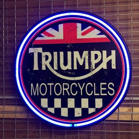 Triumph Motorcycles Blue Circular Neon Sign